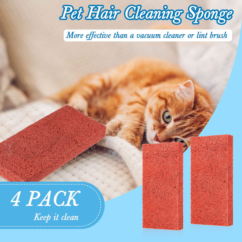 Xuniea 4 Pieces Pet Hair Remover Lifter Sponge Orange Pet Hair Lifter Easily Lift and Remove Dog Cat and Other Pet Hair from Furniture Carpet Bedding Sofa Clothing Couch - PawsPlanet Australia