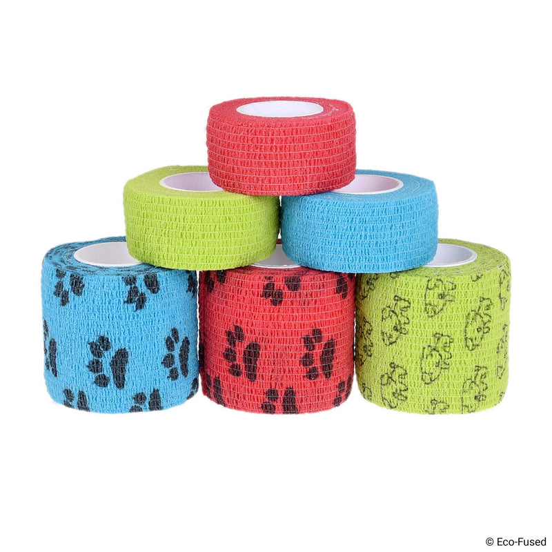 Self Adhering Bandage - Injury Wrap Tape for Dogs - Pack of 6 - Supports Muscles and Joints - Easy to Apply and Tear - Does not Stick to Hair - Elastic, Water Repellent, Breathable - Relieves Stress for Dogs: 6 pack - PawsPlanet Australia