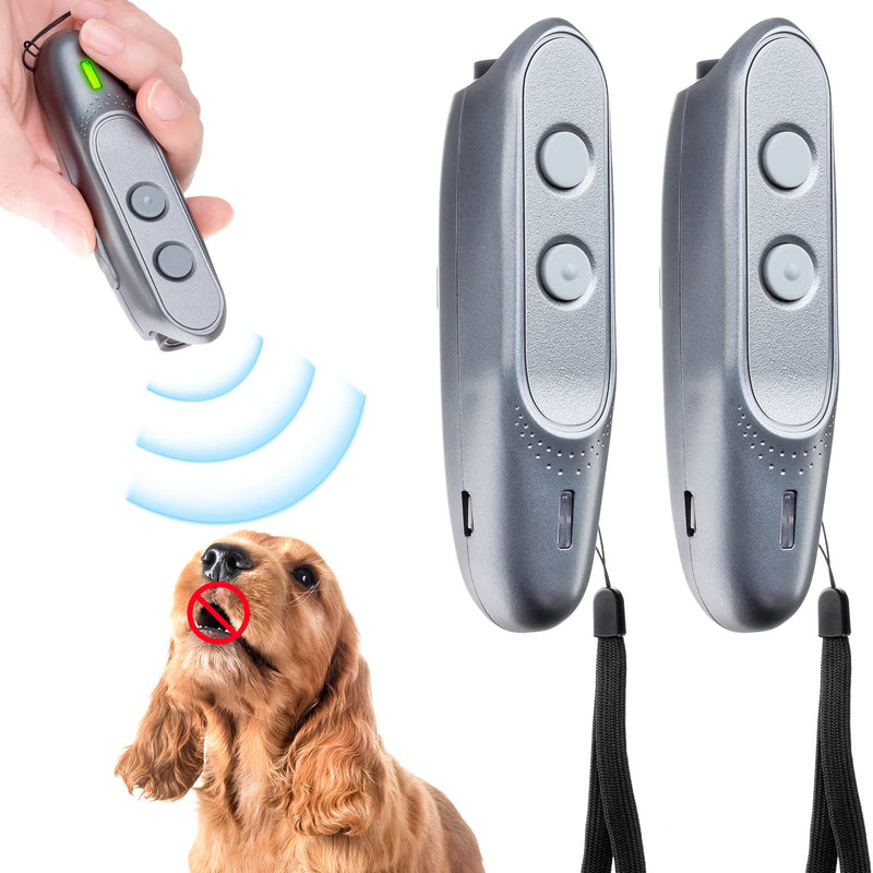 Qualirey 2 Pcs Ultrasonic Dog Barking Control Devices Dog Training Anti Barking Device Dog Barking Deterrent for Pet Dogs Trainer Indoor Outdoor Within 16.7ft Control Range (Gray) - PawsPlanet Australia