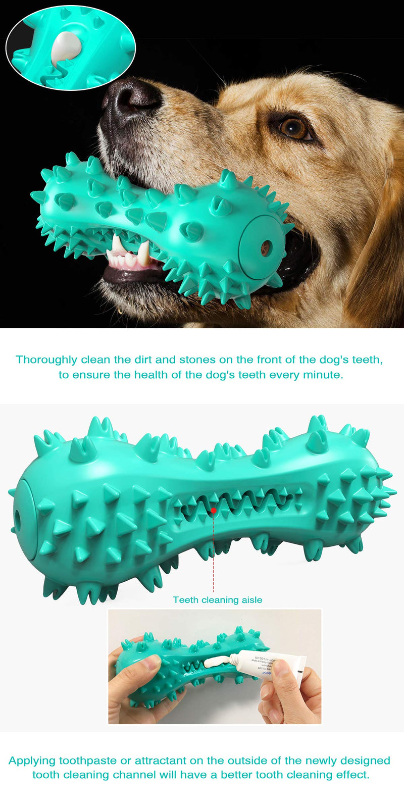 USWT Dog Squeaky Toy Puppy Toys Dog Supplies Indestructible Chew Molar Stick Durable Toothbrush Doggy Teeth Cleaning Dental Care Turquoise - PawsPlanet Australia
