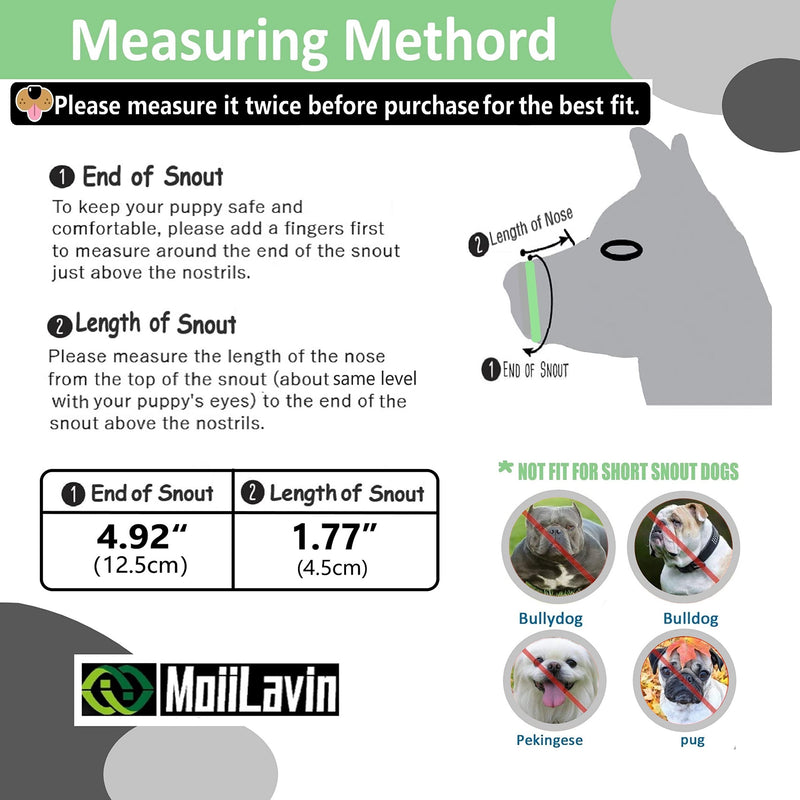 MoiiLavin Dog Muzzle XXS (2 Packs) for Small Dogs with Long Snout Quick Fit Dog Muzzle Adjustable Prevent from Biting Barking and Chewing XS Soft Muzzle Black+Black - PawsPlanet Australia