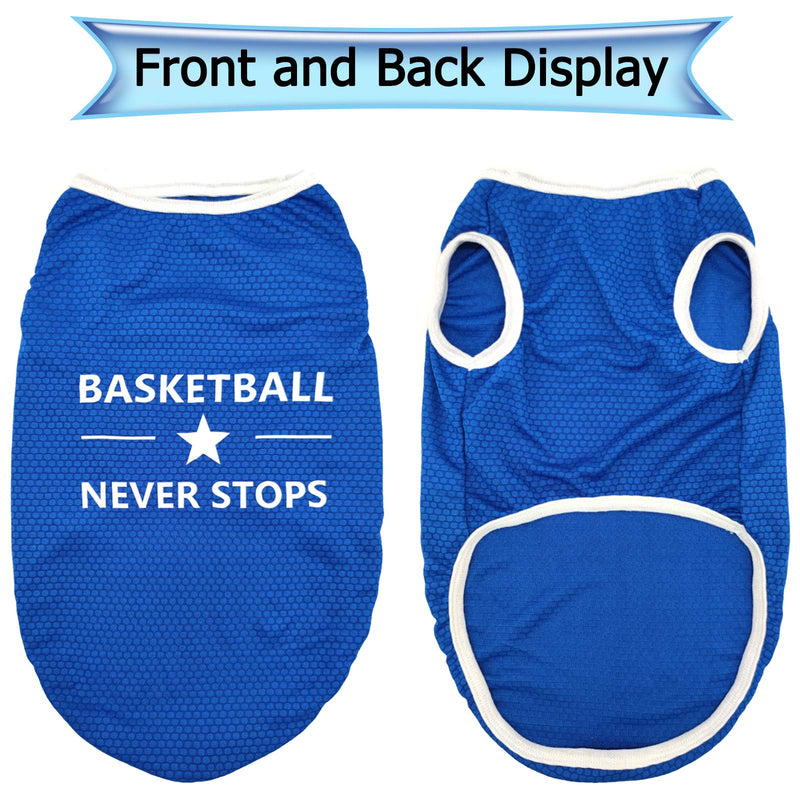 Brocarp Dog Vest Puppy Clothes, Pet Basketball Shirt Doggy Outfit, Spring/Summer Dog Tshirt Clothing for Small Medium Large Extra Large Boy Girl Dogs Cats Kitten, Breathable Dog Apparel (Blue, XS) Blue X-Small - PawsPlanet Australia