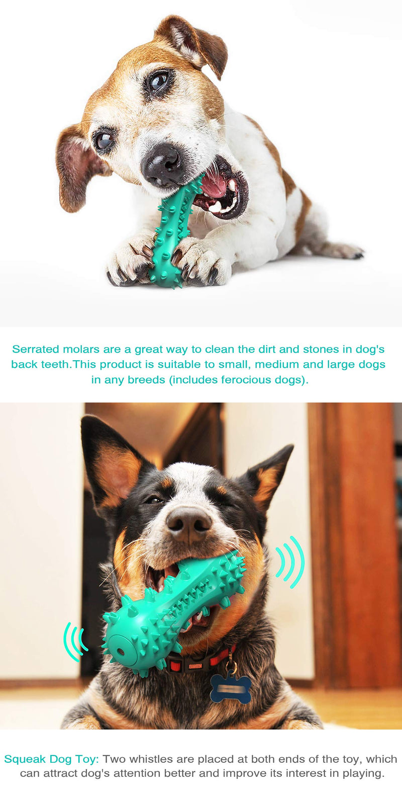 Johson Dog Chew Toys Squeaky Interactive Chew Stick Natural Rubber Indestructible Bites Stick Tough Toothbrush for Medium and Large Dog's Teeth Cleaning - PawsPlanet Australia