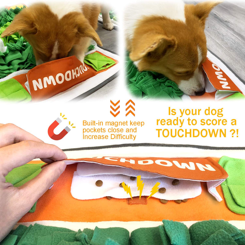 GAXCO Snuffle Mat for Dogs, Pet Slow Feeding Mat for Large Small Dogs, American Football Theme with a Snuffle Football, Interactive Feeding Games Puzzle Toys Encourages Natural Foraging Skills A-Orange - PawsPlanet Australia