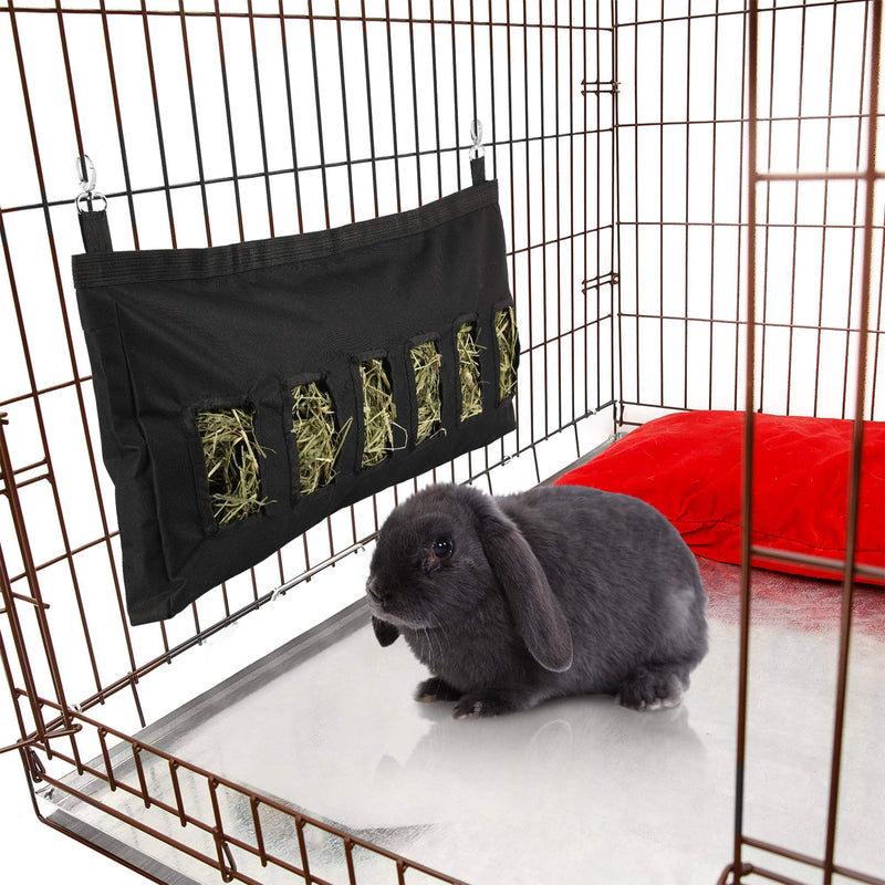 Guinea Pig Rabbit Hay Bag with 6 Holes Small Animal Hay Feeder Bag Rabbit Feeder Storage Bag Large Size Hanging Feeder Nylon Sack for Guinea Pig Rabbit Chinchilla Hamsters Small Animals (Black) - PawsPlanet Australia