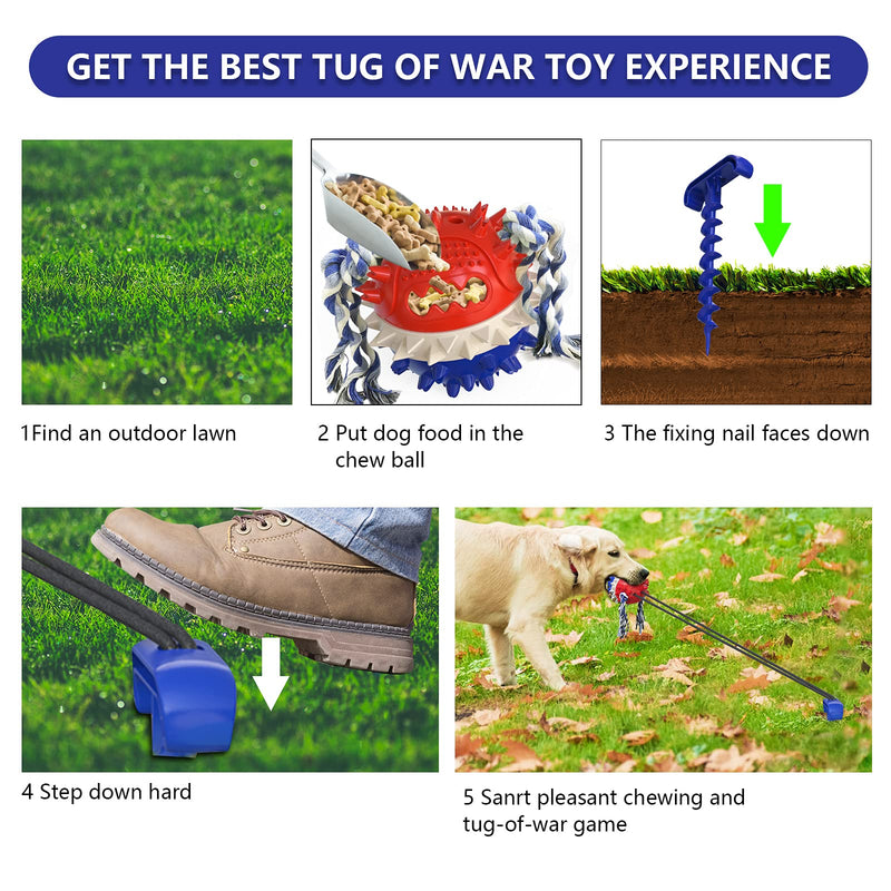 Dog Chew Toys for Aggressive Chewers,Interactive Indestructible Dog Toys for Aggressive Chewers,Durable Tough Rubber Rope Teething Toys Leaking Food Toy for Puppy Small Large Breed Outdoor Tug of War BLUE - PawsPlanet Australia