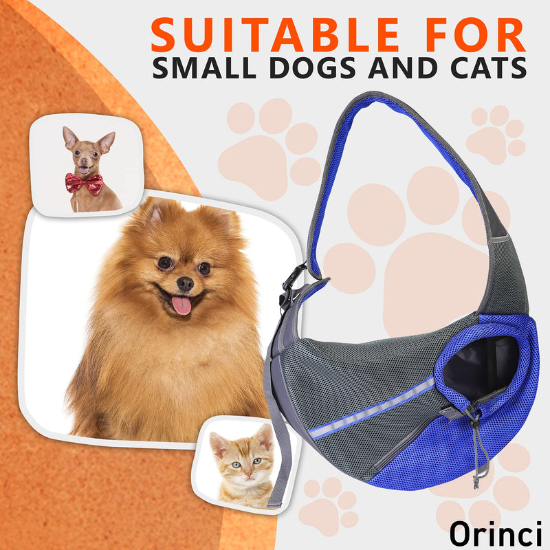 Orinci Dog Carrier Sling Bag – Travel Bag for Cats and Dogs with Reflective Strips – Breathable and Soft Mesh Pet Carrier – Comfortable Puppy Sling with Padded Shoulder Strap S (Size refer to picture 2) Blue - PawsPlanet Australia