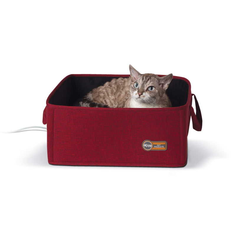 [Australia] - K&H Pet Products Thermo-Basket Indoor Heated Cat Bed, Foldable, 15in x 15in, 4W Red 