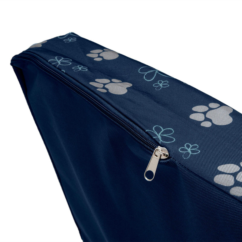 [Australia] - Furhaven Pet Dog Bed - Deluxe Water-Resistant Indoor/Outdoor Garden Print Pillow Cushion Traditional Mattress Pet Bed w/ Removable Cover for Dogs & Cats, Lapis Blue, Small 