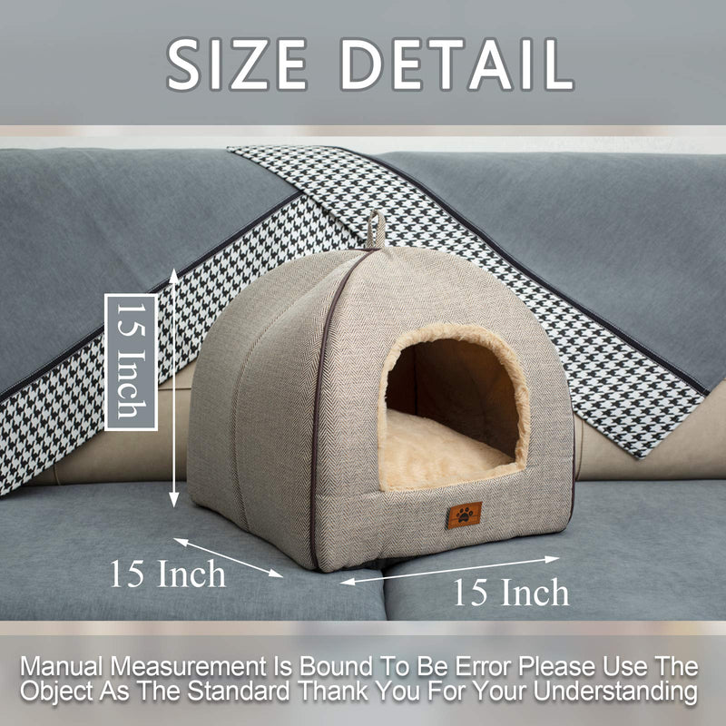 WINDRACING Cozy Cat Cave Self Warming Cat Bed House for Indoor Cats Clearance Foldable Calming 2 in 1 Kitty Bed Tent Soft Cat Cushion Pillow for Small Pet with Removable Washable Cover 15"L * 15"W * 15"H Grey - PawsPlanet Australia