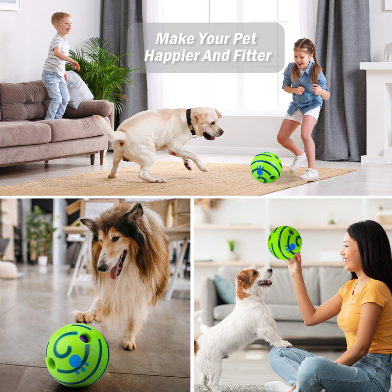 JIZZU Dog Ball Dog Toy Ball, Giggle Ball, Interactive Ball, Dog Ball Tough Dog Toys, Interactive Dog Balls, Indestructible Squeaky Ball for Dogs - PawsPlanet Australia