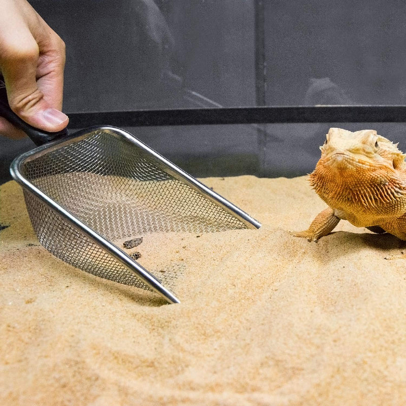 REPTI ZOO Reptile Sand Stainless Steel Fine Mesh Reptile Substrate Metal Sand Shovel Terrarium Substrate Durable Litter Cleaner Corner Scoop - PawsPlanet Australia
