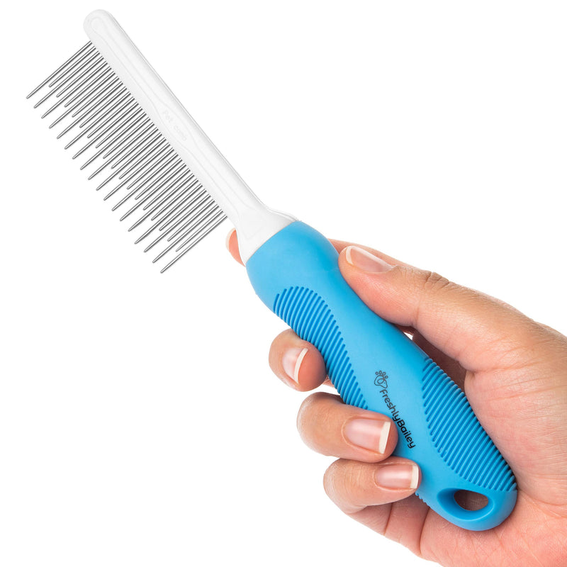 Dog & Cat Combs For Grooming Long Haired Cats & Dogs - Top Pet Detangler Brush For Long & Curly Hair - Comb Removes & Prevents Matted Fur - Perfect For Goldendoodle, Poodle Mixes, and Cat Undercoat - PawsPlanet Australia