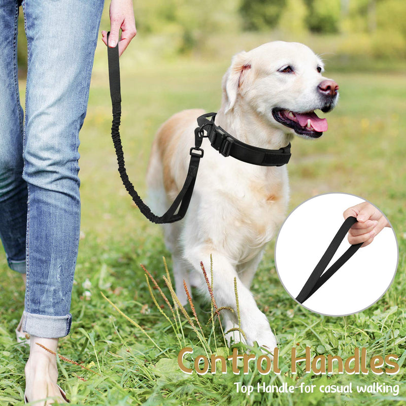 Tactical Bungee Dog Leash Adjustable Nylon Military Leash for Dog with 2 Control Handle Black - PawsPlanet Australia