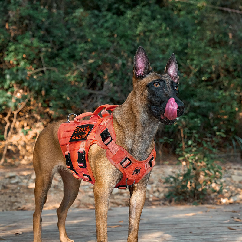 OneTigris Dog Harness, X Destroyer Tactical Harness Dog 3 Handles Heavy Duty Dog Vest with Metal Buckles - Orange S - PawsPlanet Australia