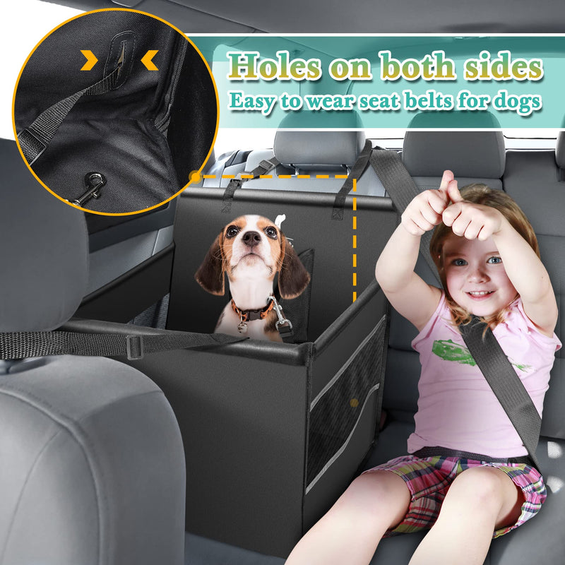 Wimypet Dog Car Booster Seat for Small Dogs Cats, 100% Waterproof Breathable Pet Car Booster Basket with Seat Belt, Folding Washable Dog Booster Car Seat Protector Carrier for Puppy Travel 54x50x47cm Bilateral Ventilation-L - PawsPlanet Australia