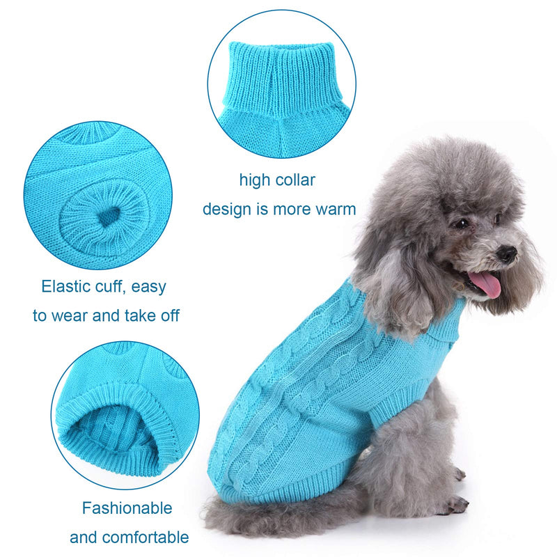 Dog Sweater Turtleneck Knitted Dog Sweaters for Small Dogs Girls Boys,Warm Puppy Sweaters Cute Dog Clothes Cat Sweater Blue - PawsPlanet Australia