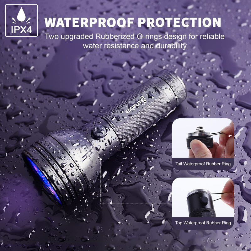 Escolite UV Flashlight Black Light, 51 LED 395 nM Ultraviolet Blacklight Detector for Dog Urine, Pet Stains and Bed Bug 1 Count (Pack of 1) - PawsPlanet Australia