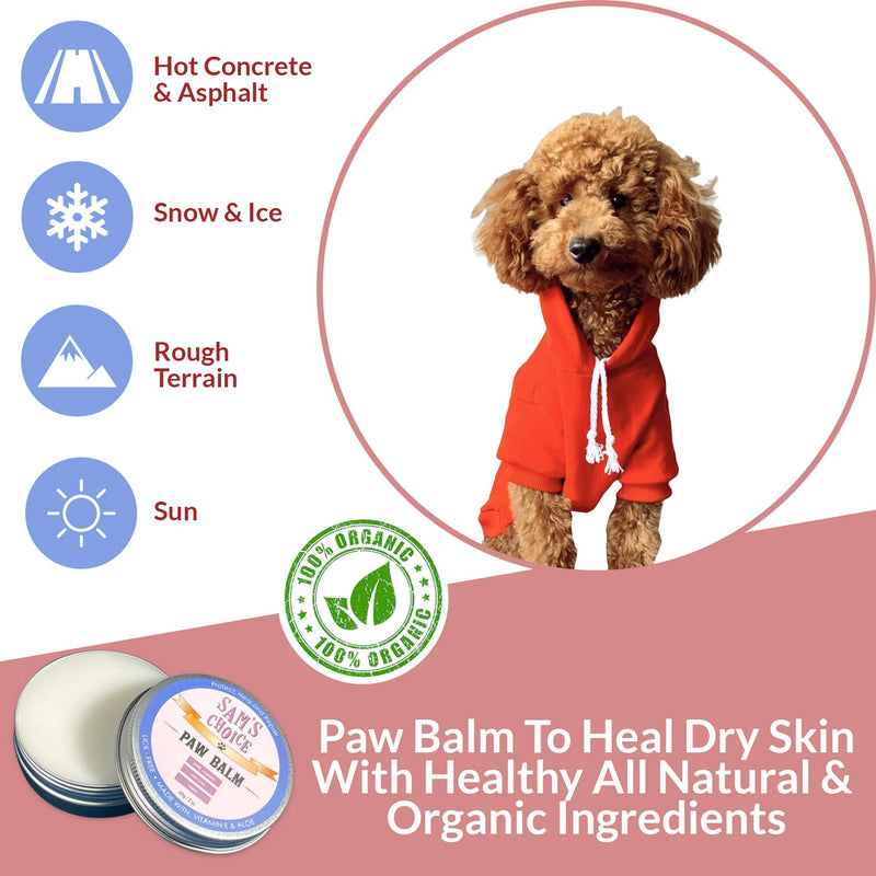 SAM'S CHOICE Paw Balm for Dogs Cats | 100% Organic Natural Vegan | Soother for Cracked, Dry, Itchy Paws and Pads, Heals Dry, Cracked, Rough, Paw Pads, Helps Prevent Cracking 60g - PawsPlanet Australia