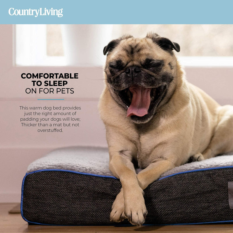 Country Living by Silver Paw Cooling & Warming Dog Bed for Small to Medium Dogs, Reversible Beds for Pets, Dog's Sofa Couch with Faux Fur Lining, Small - PawsPlanet Australia