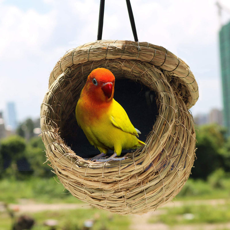 [Australia] - BWOGUE Straw Bird Nest Eco-Friendly Straw Birdhouse 100% Natural Fiber Bird Nest Hut Cozy Resting Breeding Place for Parrots Parakeet Conures Cockatiel,Large 