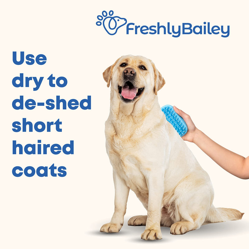 Freshly Bailey Rubber Dog Bath Brush - Silicone Pet Wash & Massage Brush - Perfect for Bathing, Massaging, & Deshedding - Use Wet or Dry, De-shed or Use it to Lather Shampoo For Deeper Clean - Loved by Dogs & Pet Parents - PawsPlanet Australia
