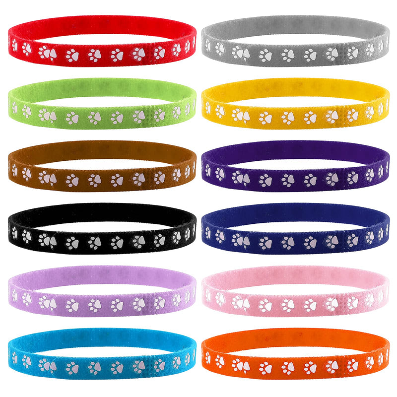 Molain 12 Pcs Puppy Collars, Assorted Colors Whelping Collars for Small Puppies, Adjustable ID Collars Bands for Small Cats Dogs, Puppy Identification Collars,Newborn Collars for Kittens (30cm/11.9in) 12 Footprint Printed Collars - PawsPlanet Australia