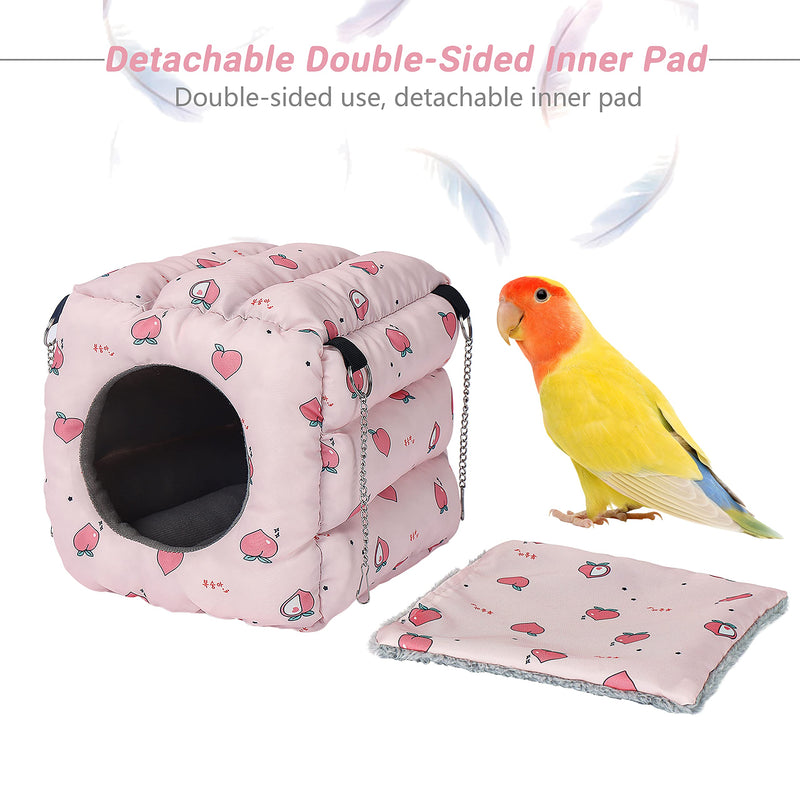 Large Size Warm Bird Nest Snuggle Tent Parrot Winter Cave Bed with Detachable Inner Pad for Small Medium Parrot Animal Warm Birds House Hanging Hideaway Cave Bed Tent Toy for Most Birds Parrots Pink - PawsPlanet Australia