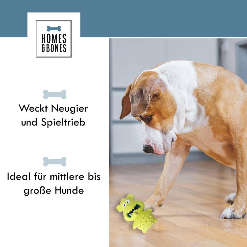 Homes&Bones Karlchen fillable dog toy made of natural rubber for dog activity as a food ball, throwing toy and intelligence toy for medium to large dogs, green - PawsPlanet Australia