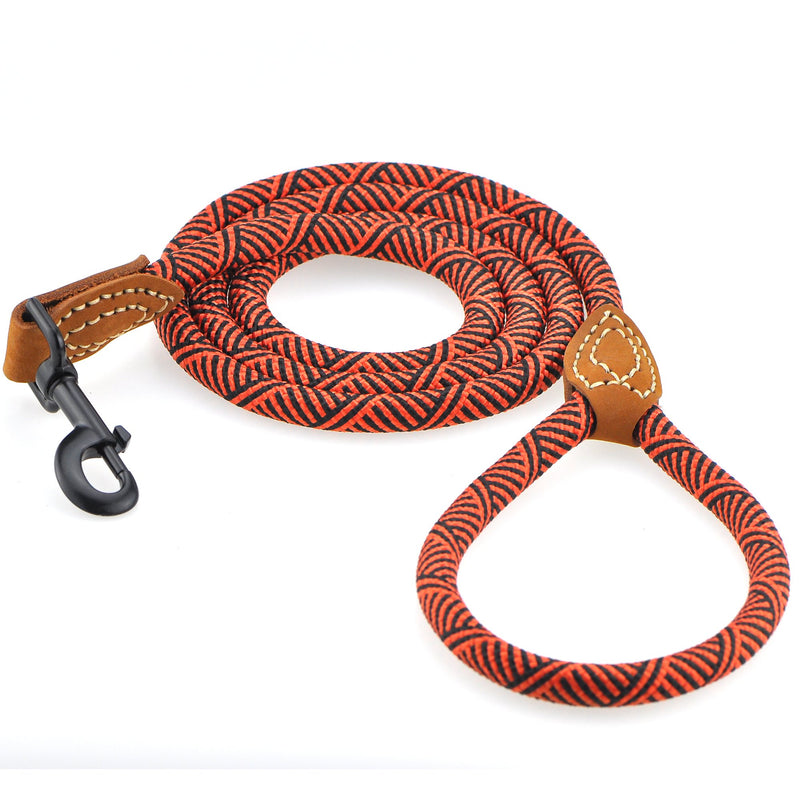 [Australia] - Mile High Life Leather Tailor Reinforce Handle Mountain Climbing Dog Rope Leash with Heavy Duty Metal Sturdy Clasp (4/5/6 FEET) 4 FT White 