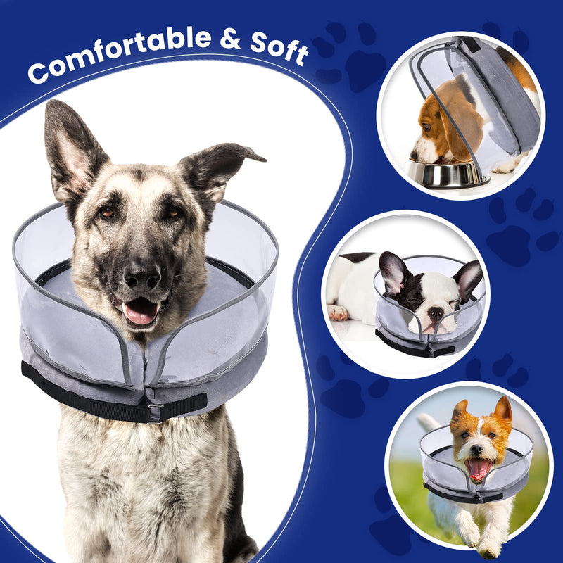BARKLESS Dog Cone for Small Medium Large Dogs, Inflatable Dog Cone Alternative After Surgery, Soft Cones for Dogs to Stop Licking, Dog Recovery Collars Cones XL Grey - PawsPlanet Australia