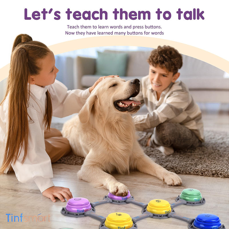 Tinfsmart Dog Button Talk Kit, 4 Pack Pet Talking Button Set, Speaking Button for Dogs and Cats, 30s Voice Recordable Pet Training Buzzer (Style-a [4packs]) Style-a [4packs] - PawsPlanet Australia