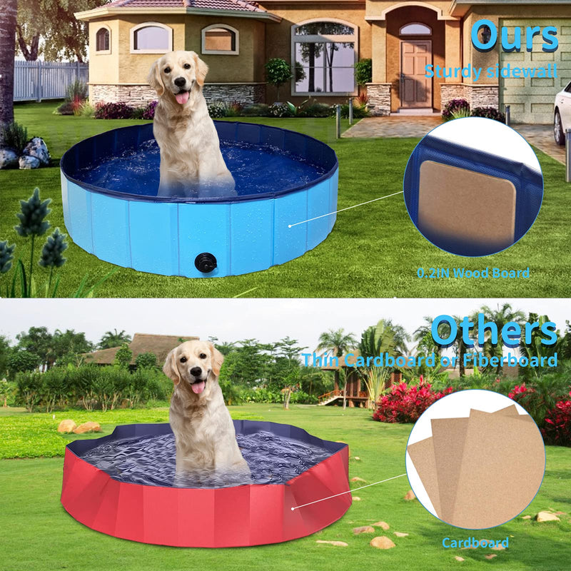 PAIGTEK Dog Swimming Pool, Large Collapsible Pet Bathtub Kiddie Pool, Durable PVC Pets Pool for Dogs Cats Kids Outdoor Indoor Use 32 inch - PawsPlanet Australia