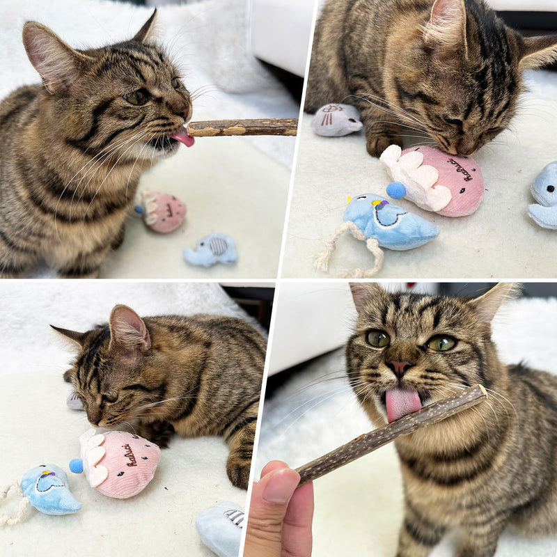 SeaMorn catnip toy, catnip cushion, catnip plush toy, matatabi stick cat, cat toy for cat to play (7 pieces catnip toy 30 pieces catnip stick) navy blue - PawsPlanet Australia