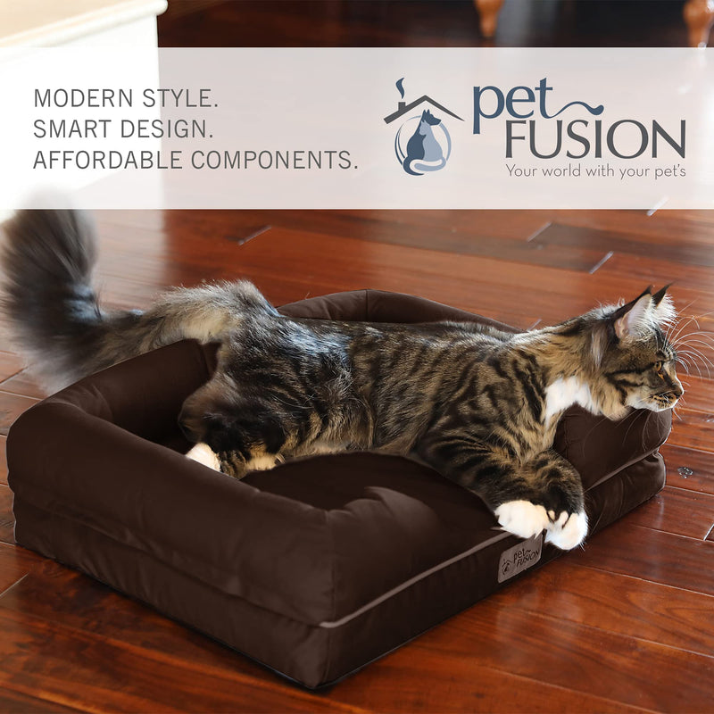 PetFusion Small Dog Bed with Solid 2.5" Memory Foam Chocolate Brown Single - PawsPlanet Australia