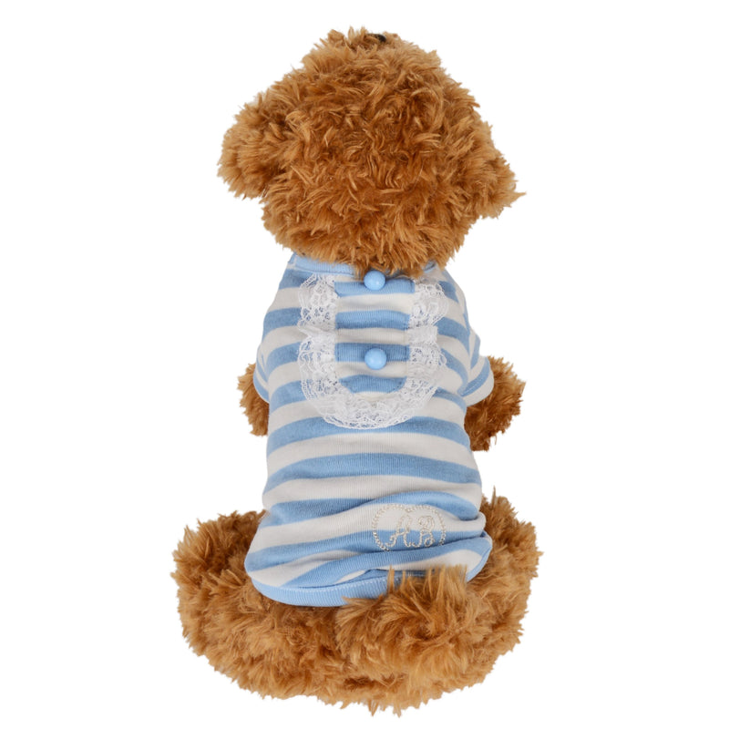 [Australia] - CueCue Pet Cozy Striped Pet Shirt X-Small Blue/White 