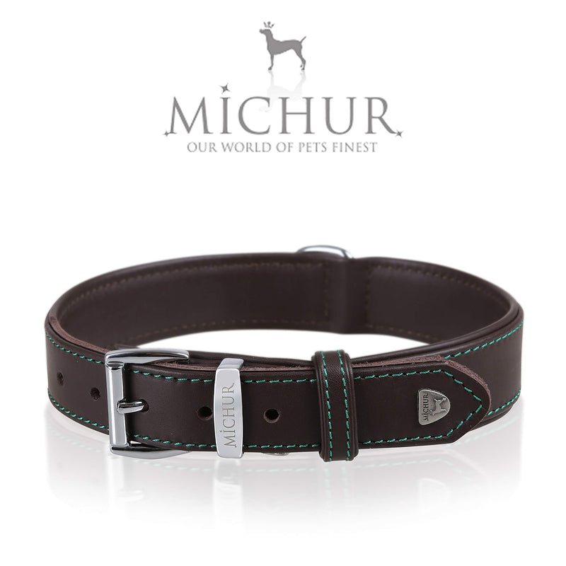 MICHUR Classica dog collar leather, dog leather collar, collar brown, LEATHER, Neck circumference 21,65-25,59" Neck circumference 21,65-25,59" BrownHB - PawsPlanet Australia