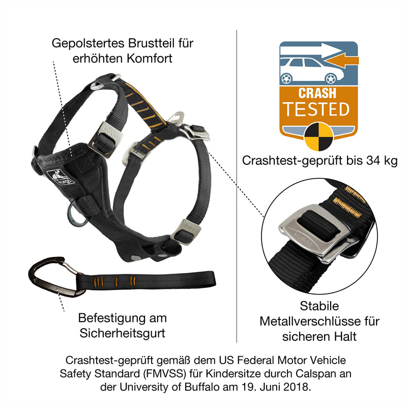 Kurgo Tru-Fit Car Safety Harness for Dogs, With Padded Chest Panel and D-Ring, With Car Belt, Size M, Ink Blue - PawsPlanet Australia