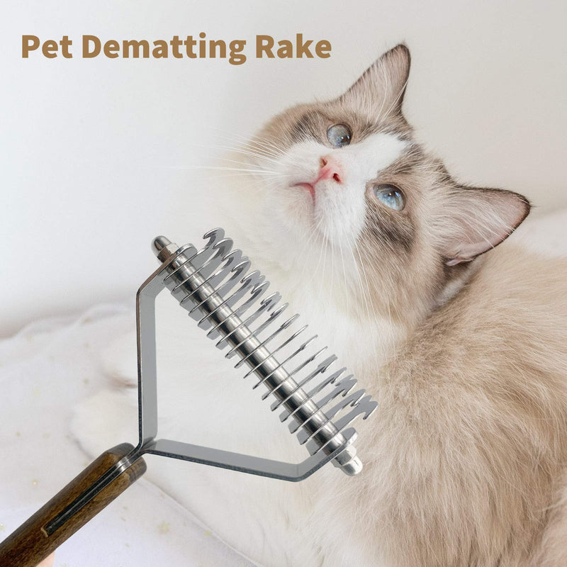 Premium 2-Sided Pet Dematting Undercoat Rake Comb for Dogs & Cats, Professional Grooming Tool - Safely Removes Loose Undercoat, Mats, Tangles and Knots. No More Nasty Shedding and Flying Hair. - PawsPlanet Australia