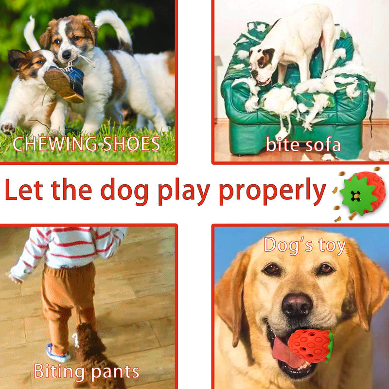 [Australia] - Nayoao Aggressive Chewing Strawberry Dog chew Toys, Dog toothbrushes for Small and Medium-Sized Dogs, Molar Toys for Puppies, pet Training Toys, Interactive Dog Tooth chew Toys 