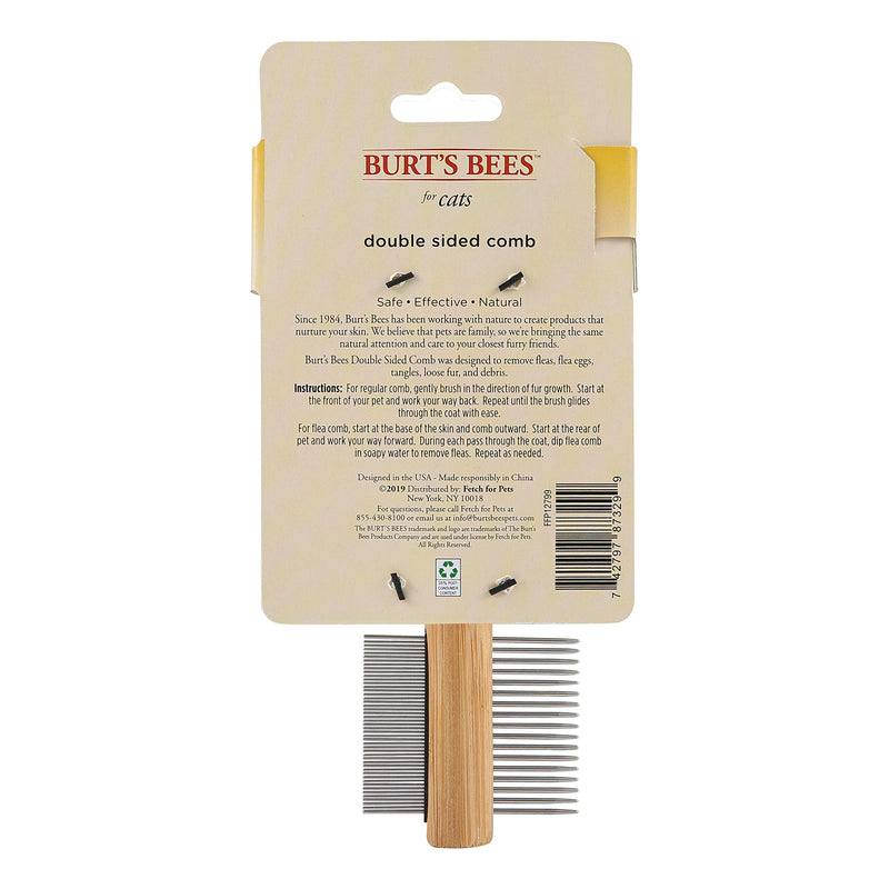 Burt's Bees for Pets 2-in-1 Double Sided Cat Comb | Flea Cat Comb Removes Fleas, Tangles and Matted Fur | Regular Cat Comb is Ideal for Matted Cat Hair (FF12799) - PawsPlanet Australia