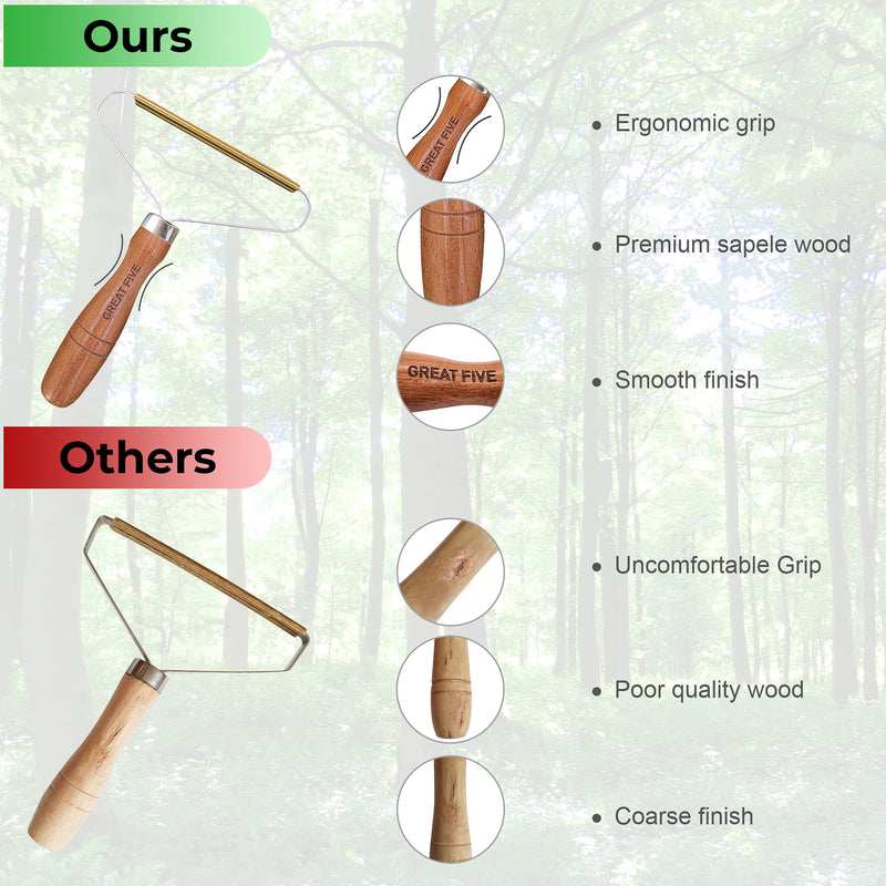 Great Five  1 Unit Cat Hair Remover, Pet Hair Remover for Carpet, Cat Hair Remover from Clothes, Pet Hair Remover Roller, Lint Remover Pet Hair Made of Prestigious Sapele Wood - PawsPlanet Australia