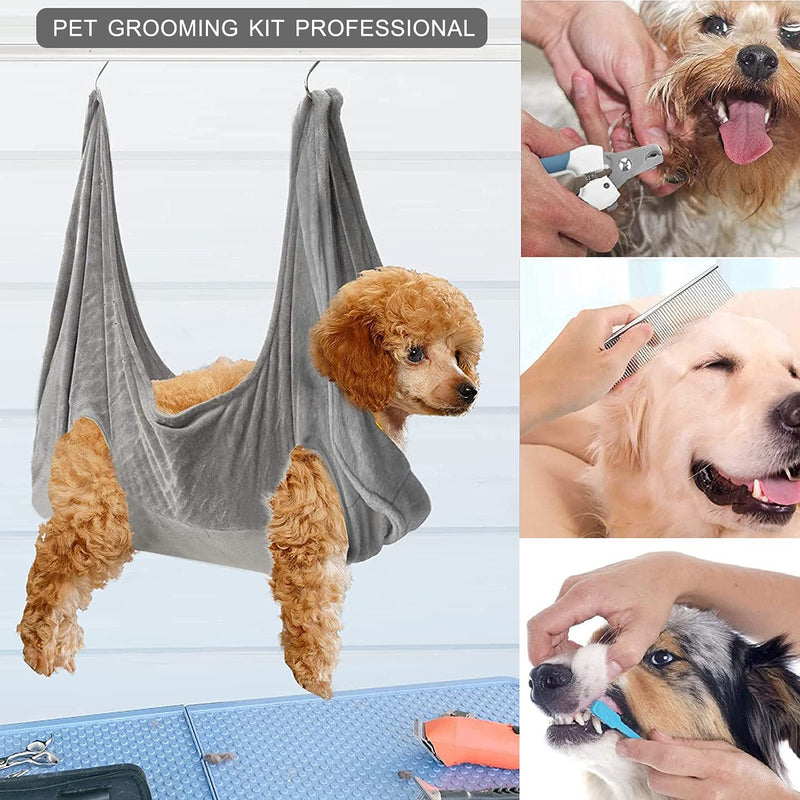 ZIKOO 8 Pcs Dog Hammock Set,Dog Grooming Supplies,Dog Grooming Harness for S,M,L Dogs,Pet Grooming Kit Professional Claw Trimmer Set Blue1 - PawsPlanet Australia