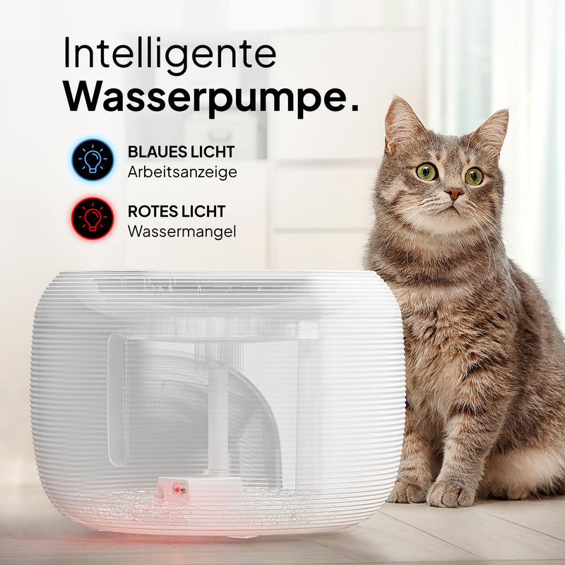 Pretty Paw© cat fountain [NEW INTRODUCTION] Super quiet, BPA-free 2.5L drinking fountain for cats with LED and activated carbon filter I Easy to clean cat drinking fountain I KatzenOase Pro white - PawsPlanet Australia