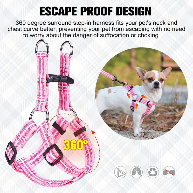 BEAUTYZOO No Pull Small Dog Harness and Leash Set, No Chock Puppy Step in Vest Harness Nylon Lightweight Neck&Chest Adjustable for Dogs Girls and Boy, Pet Harness for Small Medium Dogs XS(Chest:12-15") Beige - PawsPlanet Australia