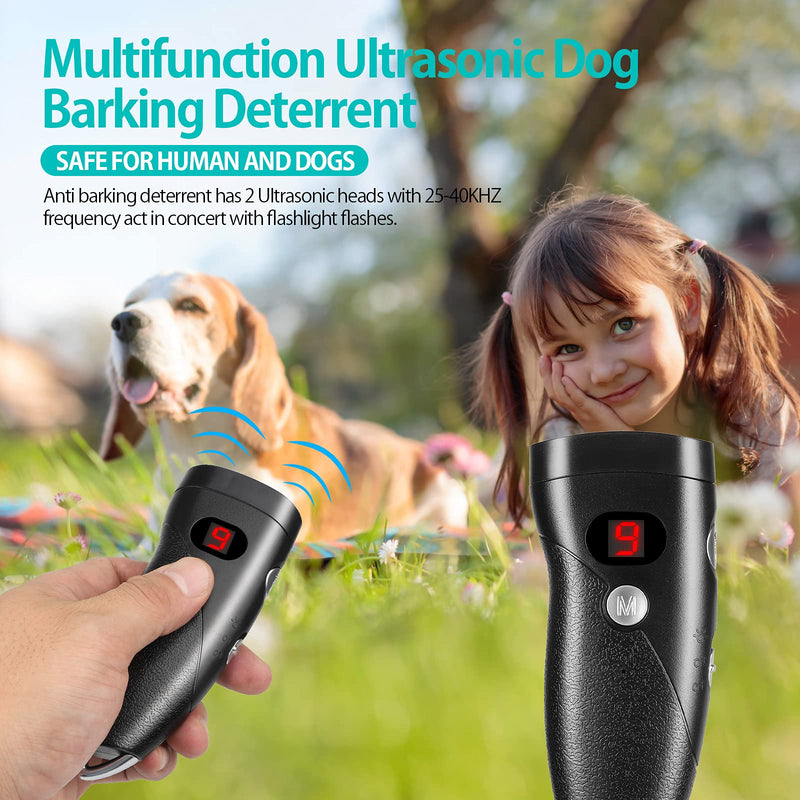 SUKEBITA Anti Barking Device Stop Barking Control Dog Devices, Dual Sensors 3 in 1 Ultrasonic Dog Training 9 Frequency No Bark Deterrent Devices with Laser and Flashlight Function Black - PawsPlanet Australia