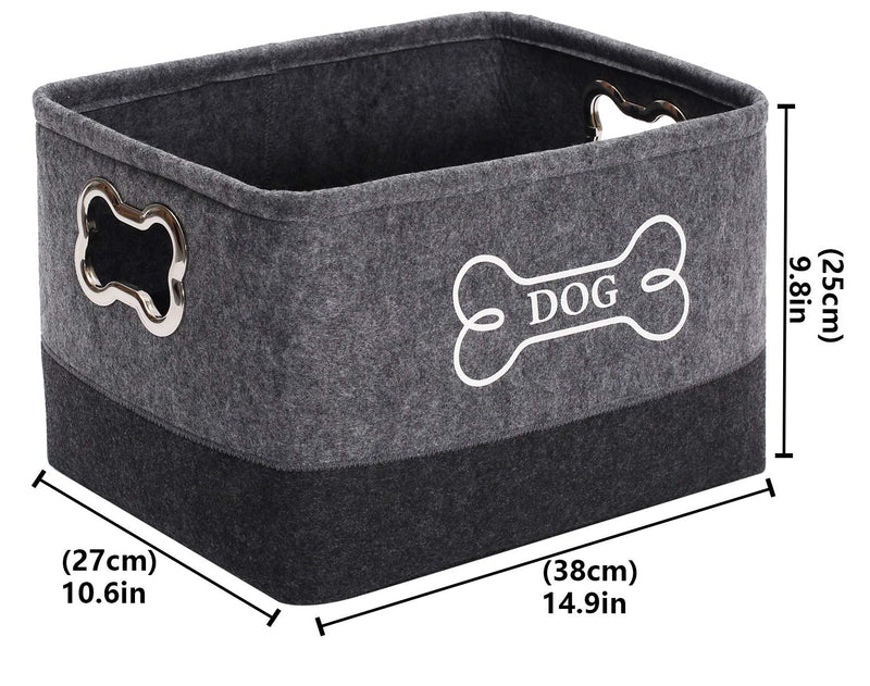 Morezi Felt puppy baskets, dog toy box large with designed metal handle, pet organizer - Perfect for organizing pet toys, blankets, leashes, dry food and bone - Gray Dark Gray Gray DarkGray - PawsPlanet Australia