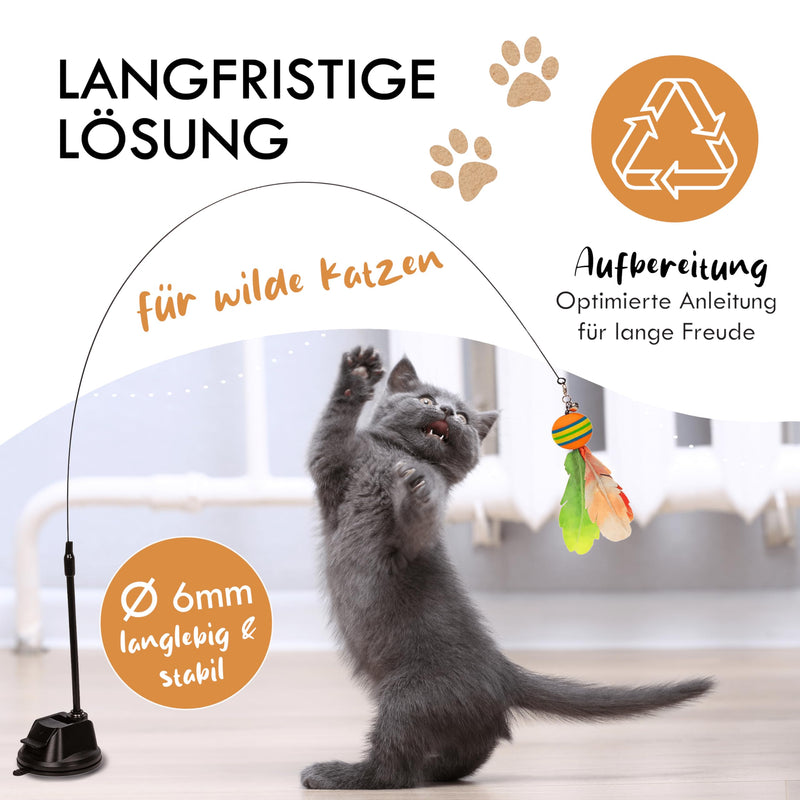 KASPARINO stable cat fishing rod - cat toy fishing rod with feathers, bird and suction cup - self-employment cat toy - durable cat fishing rod incl. catnip - interactive cat toy set version 2.0 - PawsPlanet Australia