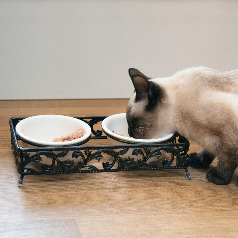 Navaris Cat Bowls - Set of 2 Porcelain Dog, Puppy, Kitten, Cat Food and Water Bowls - Replacement Bowls for 50175.01 Elevated Feeding Station - PawsPlanet Australia