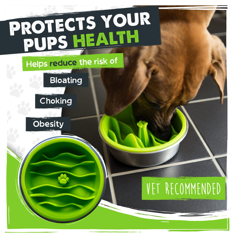 Mighty Paw Slow Feed Dog Bowl Insert | Interactive Puzzle Maze Feeder for Fast Eaters. Prevents Gulping and Vomiting. Holds 3 Cups of Food Pets. Dishwasher-Safe BPA-Free Silicone Medium Green - PawsPlanet Australia